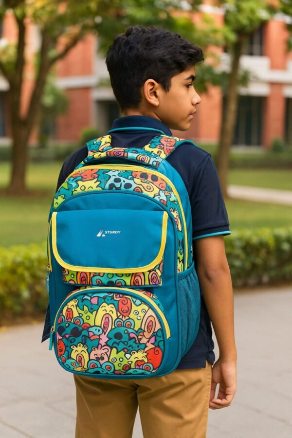 Funky Cartoon-Print School Backpack – Sturdy & Spacious Design